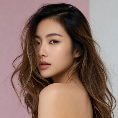 Asian woman with wavy hair profile