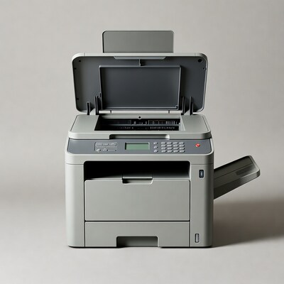 Open gray multifunction printer