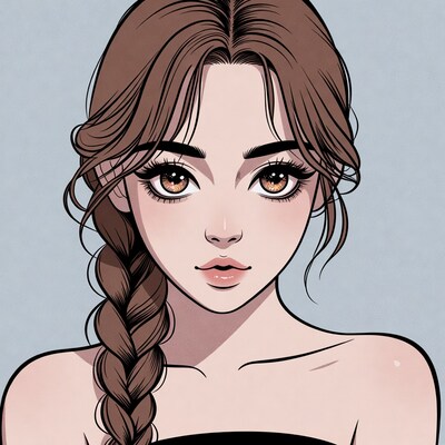 Anime girl with braided hair