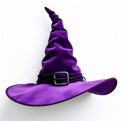 Purple Witch Hat on White Background