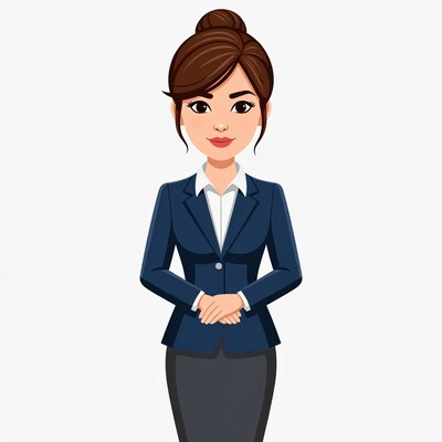 Asian woman in navy business suit