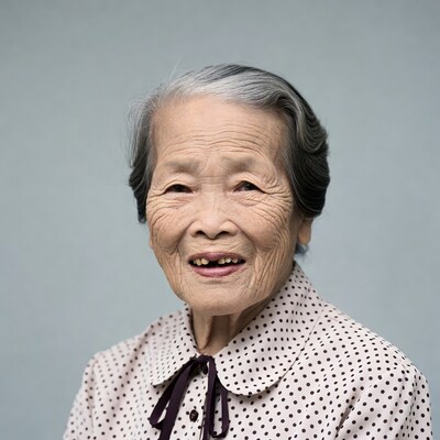 Elderly Asian woman smiling
