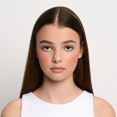 Teen girl with long brown hair