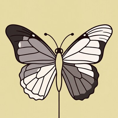 Black and white butterfly illustration