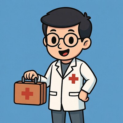 Asian doctor holding medical kit