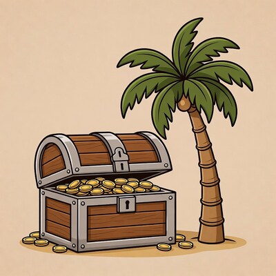 Treasure Chest with Palm Tree