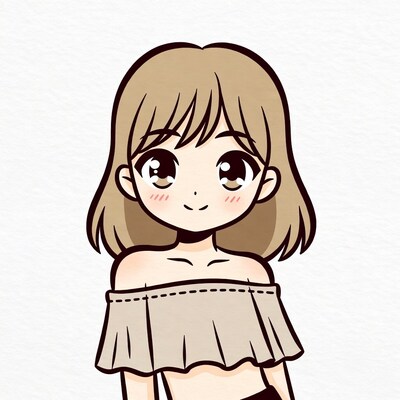 Anime girl in off-shoulder top