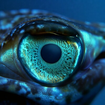 Close-up Gecko Eye with Blue Iris