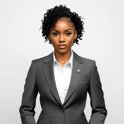 African-American woman in gray suit