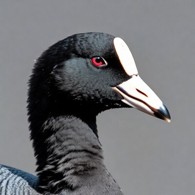 Closeup of coot bird head