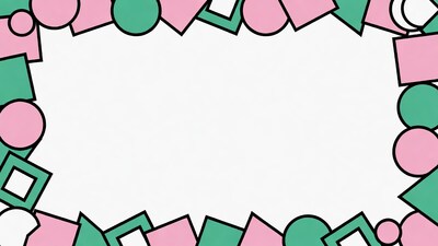 Pink Green Geometric Shape Border