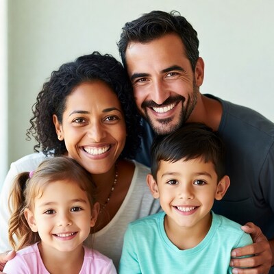 Happy multiracial family smiling together
