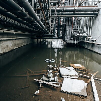Flooded Industrial Pipe Room