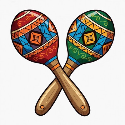 Crossed Red and Green Maracas
