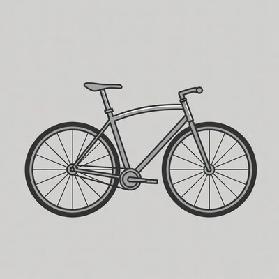 Gray line art bicycle illustration
