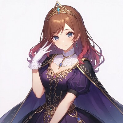 Anime girl in purple princess gown