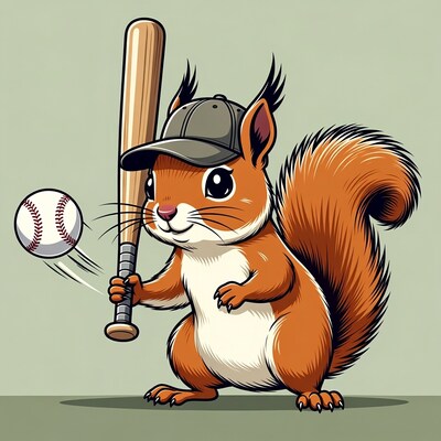 Squirrel swinging baseball bat