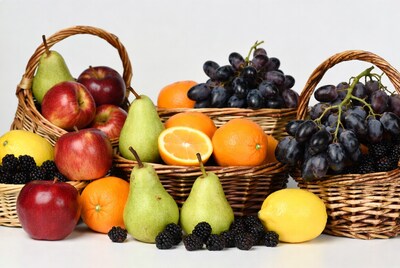 Fresh Fruits in Wicker Baskets