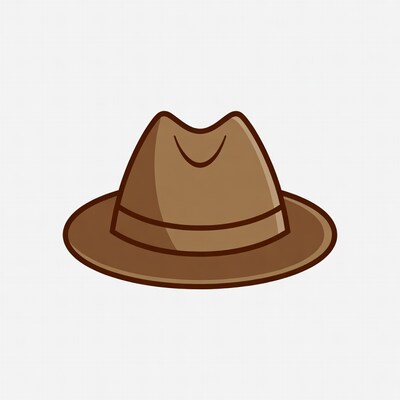 Brown fedora hat illustration