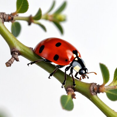 Ladybug on green plant stem