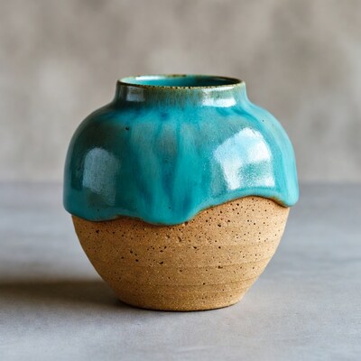 Teal Glazed Ceramic Vase