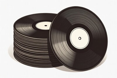 Stack of vinyl records illustration