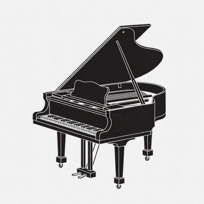 Grand Piano Illustration Open Lid