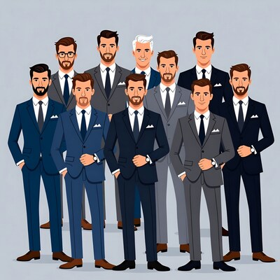 Group of Men in Suits Illustration