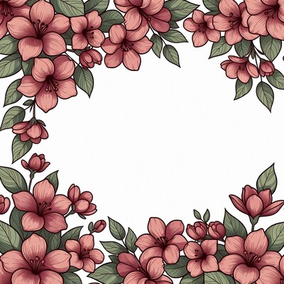 Pink Flower Border Illustration