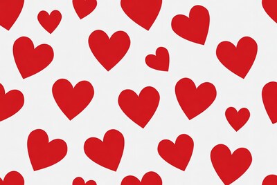 Red Hearts on White Background