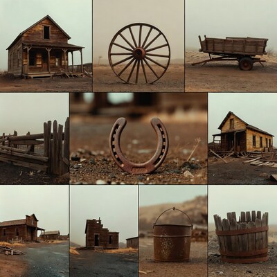 Rustic Western Farm Objects Collage