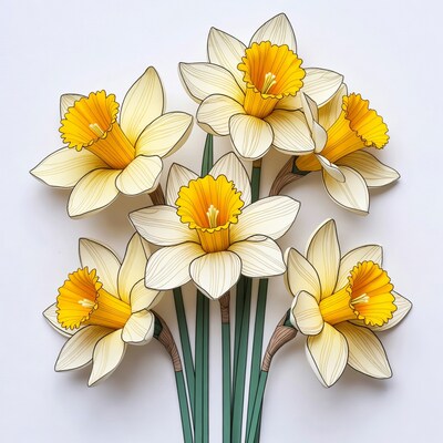 Paper Cutout Daffodil Bouquet