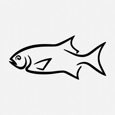 Black line art fish