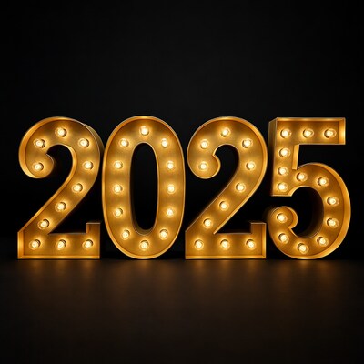 Glowing 2025 Marquee Sign