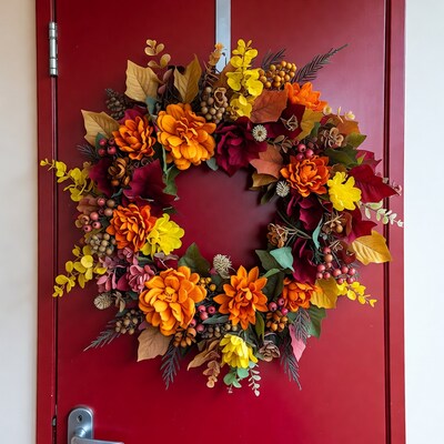 Autumn Wreath on Red Door