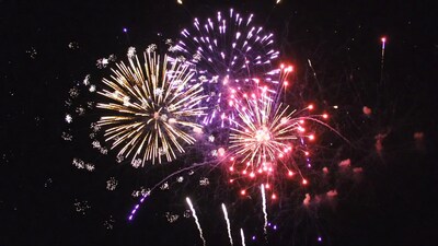 Colorful Fireworks Exploding in Night Sky