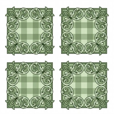 Green Gingham Ornate Frames Illustration