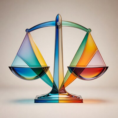 Colorful Glass Scales of Justice