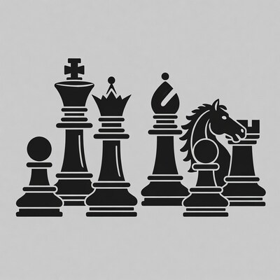 Black Chess Pieces Silhouette Illustration