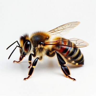 Honey Bee on White Background