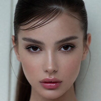 Woman with glossy lips close-up