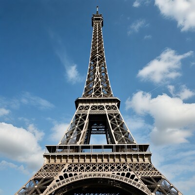 Eiffel Tower against blue sky