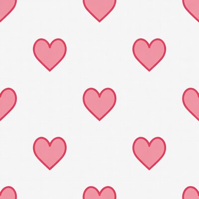 Pink Hearts Pattern on White