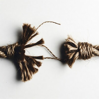 Broken Rope on White Background