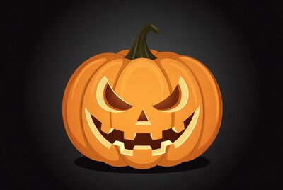 Jack-o'-lantern pumpkin on black background