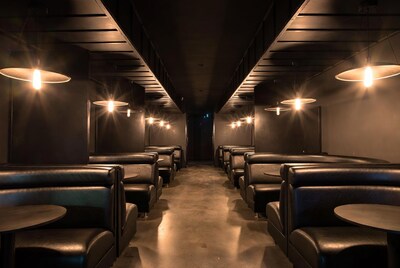 Empty Black Leather Booth Diner