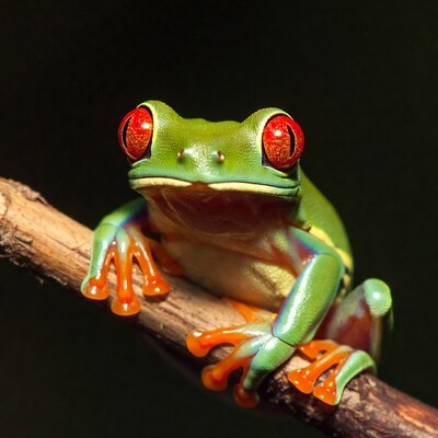 Red-eyed tree frog on branch