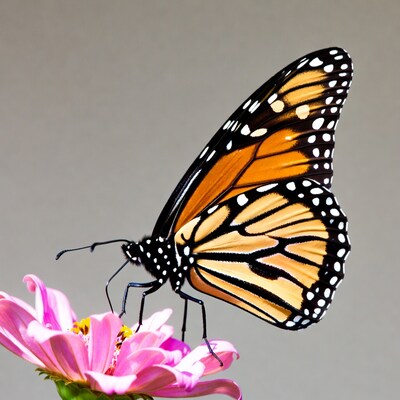 Monarch Butterfly on Pink Zinnia