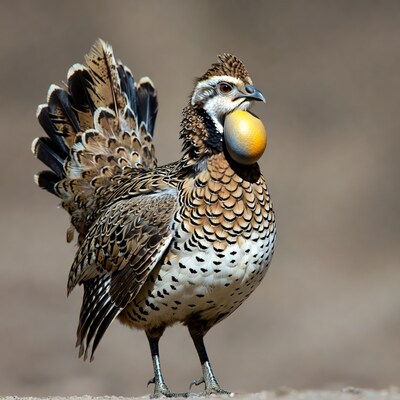Gambel's Quail holding egg