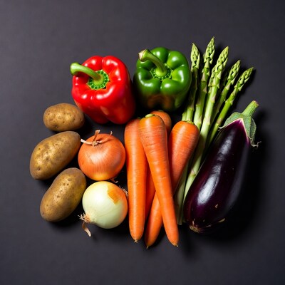 Colorful vegetables on black background